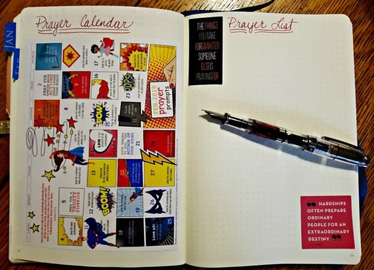 My monthly prayer spread in my Bullet Journal - Redhead Paper