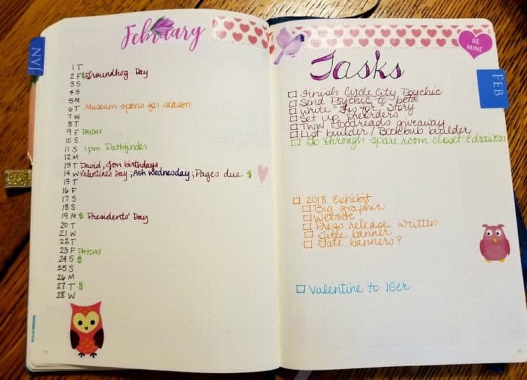 February monthly spread in my Bullet Journal - Redhead Paper