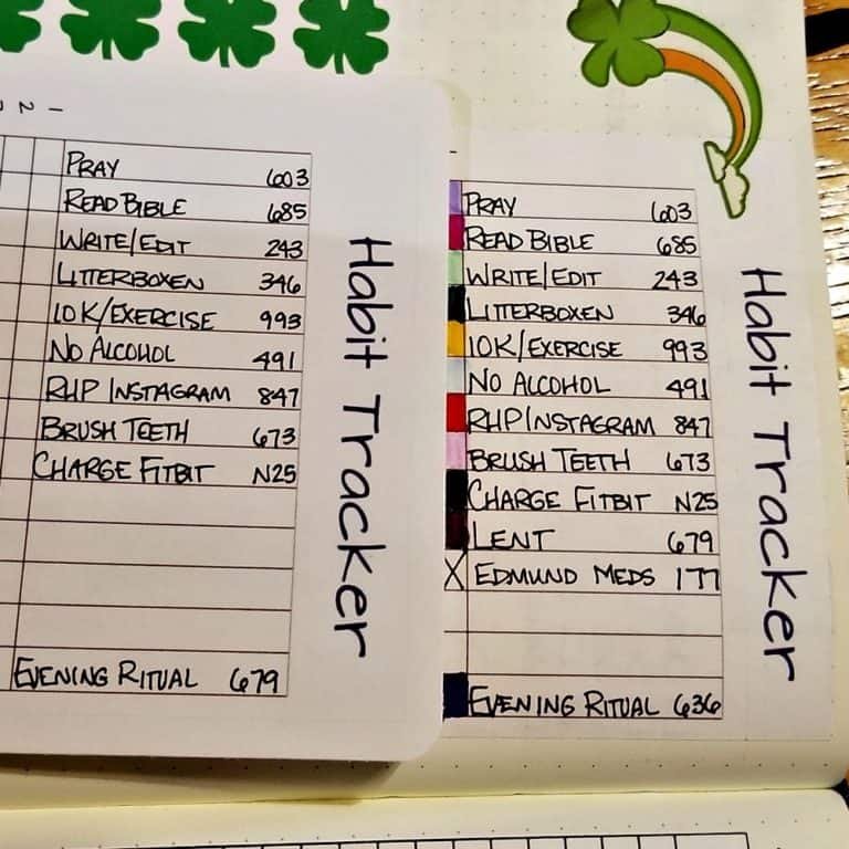 Planning process: filling out the habit tracker