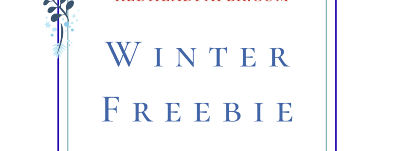 The cover of the Winter Freebie, with a wintry border and a snowy scene